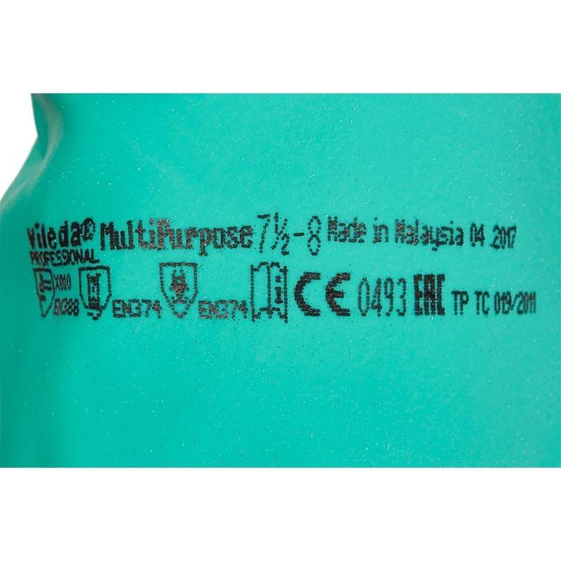 Перчатки резиновые Vileda Profes латекс хлопк.напыл зеленый р-р M 100756,ПС