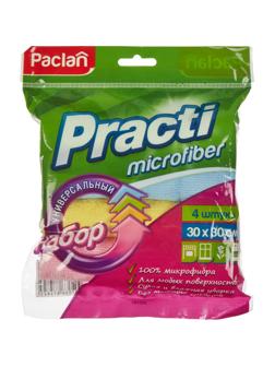 Салфетки хозяйственные микрофибра набор универсальные цветные 30х30см 4 шт