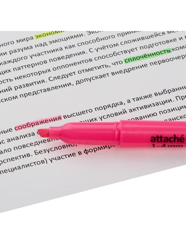 Маркер текстовыделитель розовый 1-3,9мм Attache