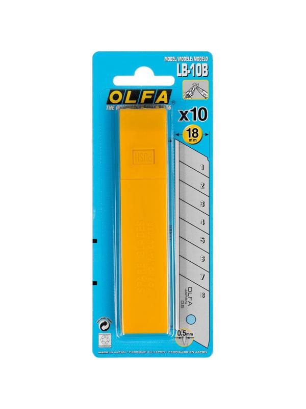Лезвие запасное для ножей 18мм 10шт./уп. OLFA LB-10B пласт.футляр