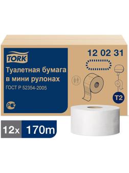 Бумага туалетная д/дисп Tork T2 Advanced mini 2сл бел втор170м 12рул 120231