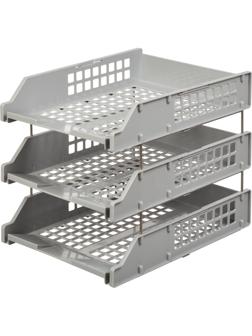 Лоток горизонтальный STRONG 3 шт. гориз.на металл.стержнях серый