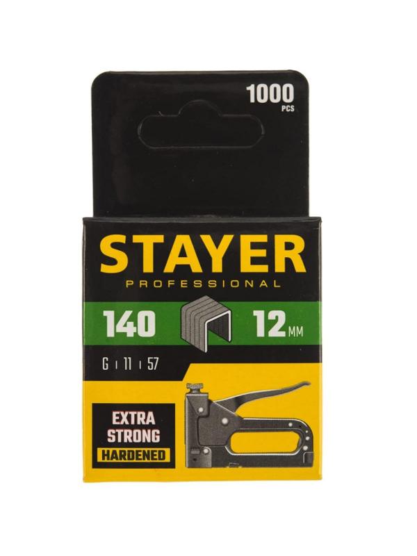 Скобы для степлера закал., тип 140, 12мм, 1000 шт STAYER 31610-12