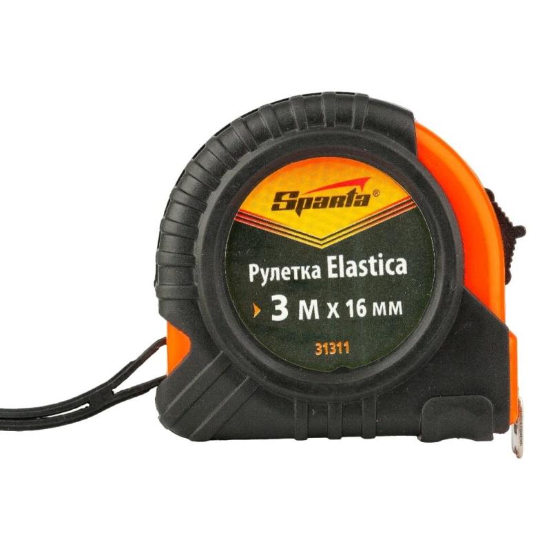 Рулетка SPARTA Elastica 3мх16мм, обрезин.корпус (31311)