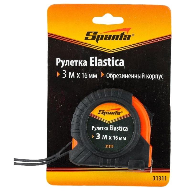 Рулетка SPARTA Elastica 3мх16мм, обрезин.корпус (31311)