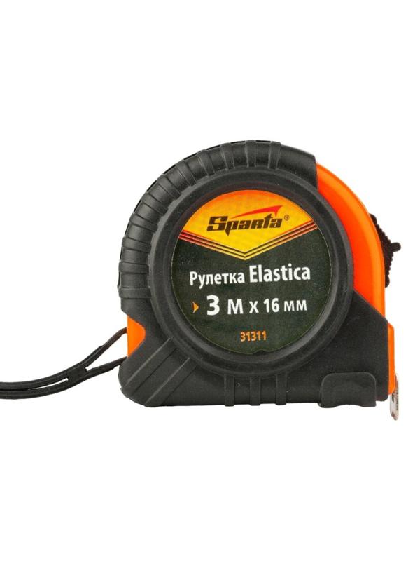 Рулетка SPARTA Elastica 3мх16мм, обрезин.корпус (31311)