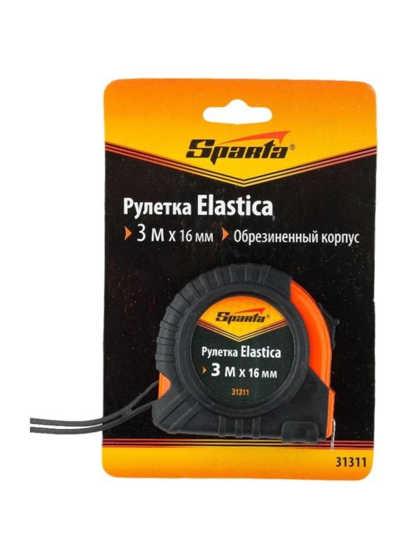 Рулетка SPARTA Elastica 3мх16мм, обрезин.корпус (31311)