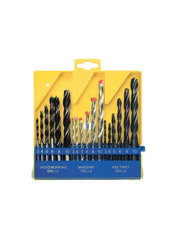 Набор сверл по бет,мет,дер SPARTA 18 шт, пластик.бокс(725305)