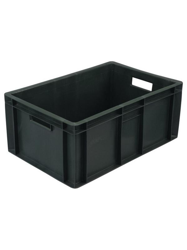 Контейнер пластиковый 600х400х250мм сплош/сплош черный (арт.204)