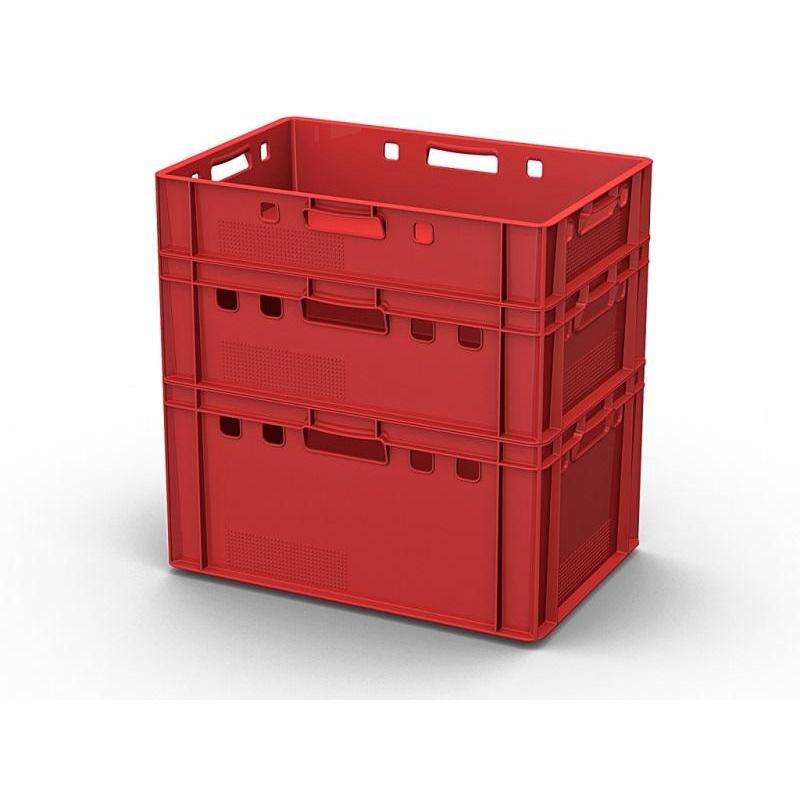 Контейнер пластиковый 600х400х300мм сплош/сплош красный (арт.210)