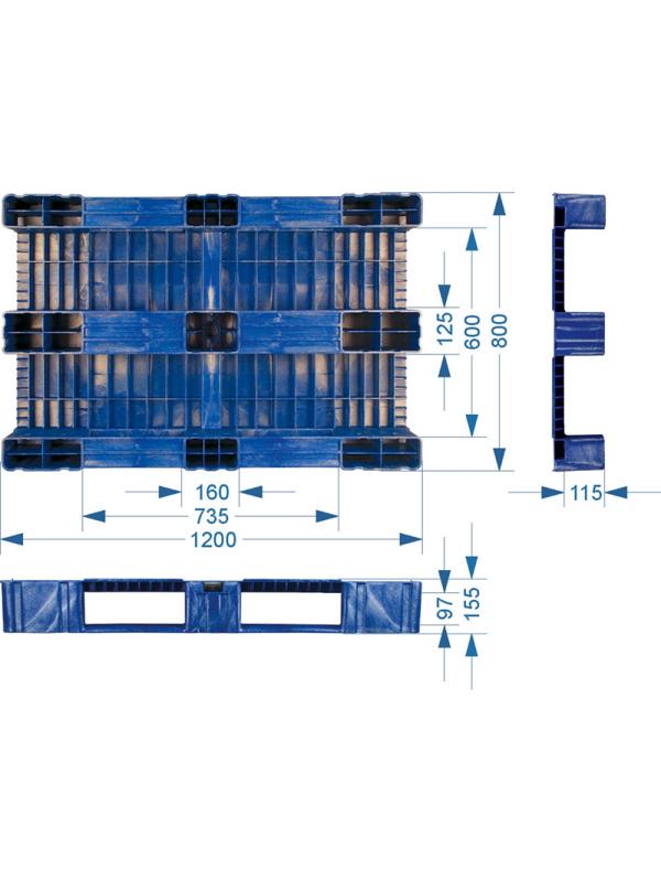 Паллет пластиковый 1200х800х150мм сплош (TR 1208-1)