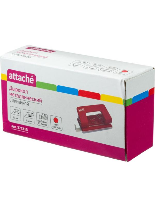 Дырокол ATTACHE 6304 до 12л. с лин, металл., красный