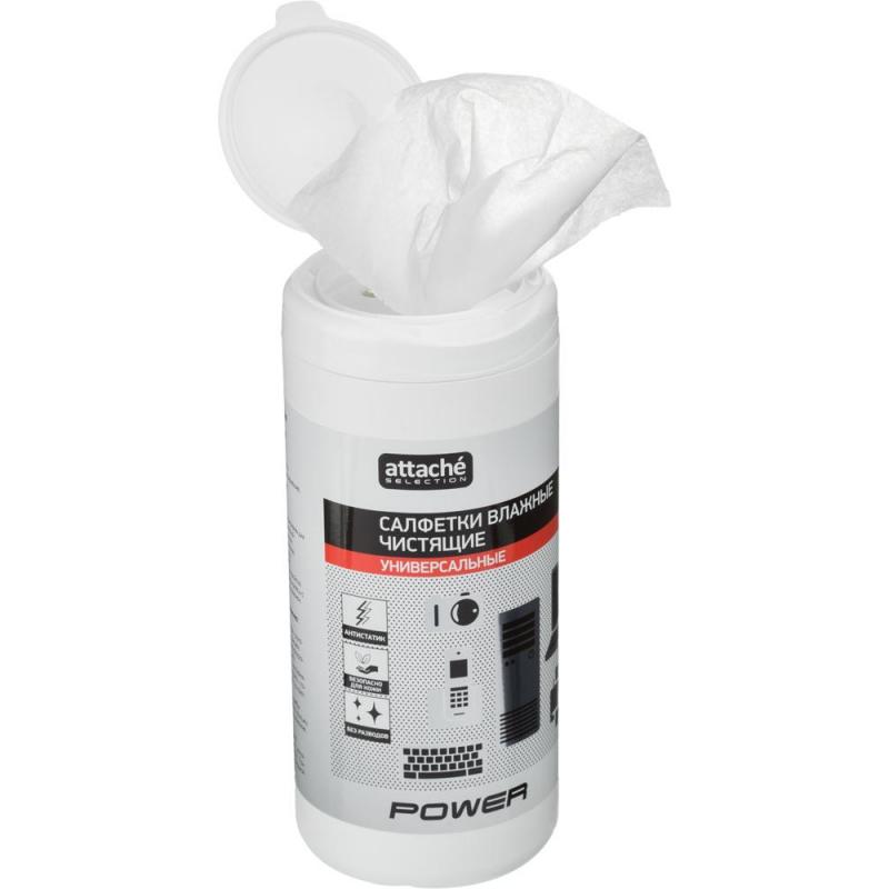 Салфетки Attache Selection Power универс, туба, а/бакт, 100 шт, 130х170