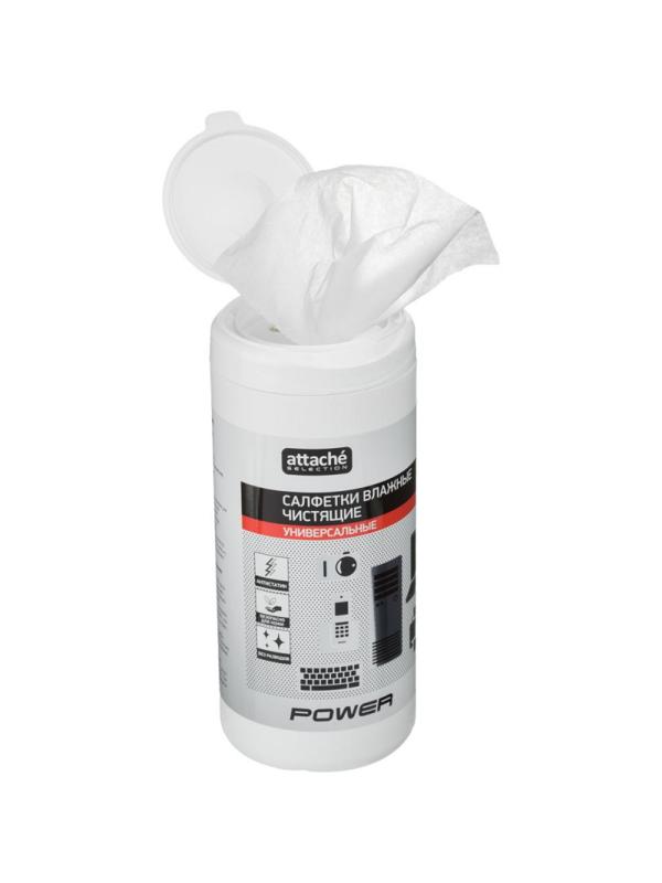 Салфетки Attache Selection Power универс, туба, а/бакт, 100 шт, 130х170