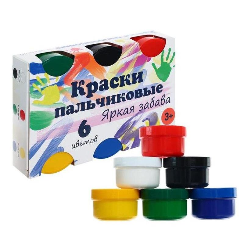 Краски пальчиковые 6цв Яркая забава Спектр