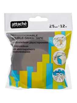 Клейкая лента канцелярская Attache Selection 2-х сторон,переклеив, 25ммХ12м
