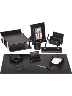 Набор настольный класса люкс офисный кожаный 10 предм.21901 черный,Тайвань