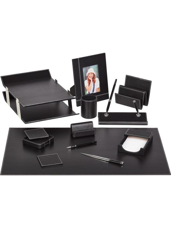 Набор настольный класса люкс офисный кожаный 10 предм.21901 черный,Тайвань