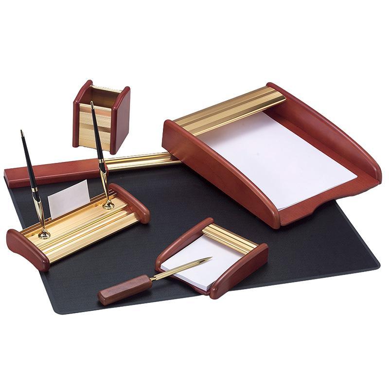 Набор настольный дерево+мет. 6 предм. G/RS6MU красное дерево/позолота