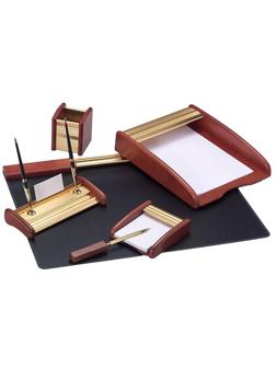 Набор настольный дерево+мет. 6 предм. G/RS6MU красное дерево/позолота