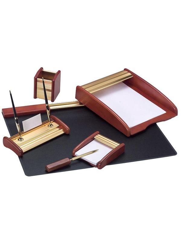 Набор настольный дерево+мет. 6 предм. G/RS6MU красное дерево/позолота