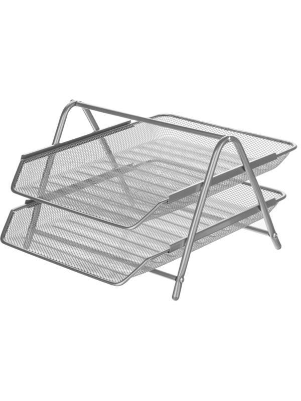 Лоток для бумаг Attache 2-х уров.горизон.металл сетка 295x355x205мм(сереб)