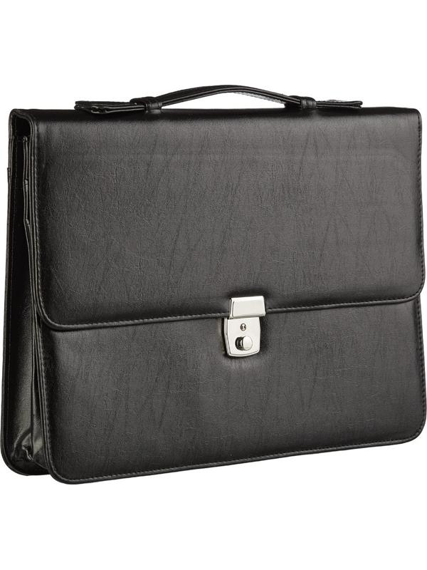 Портфель из кож/зам ВЕКТОР ПЛЮС 172и-р  VIP-серия  на замке, с ручкой, черн