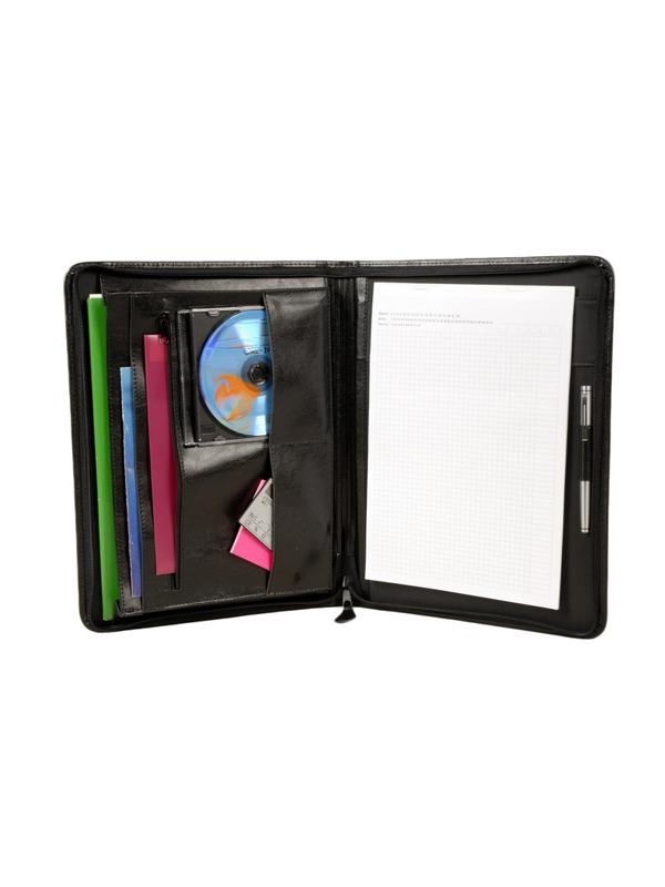 Папка деловая из кож/зам ЛИДЕР 123и  VIP-серия , на молнии, черн.,  Россия