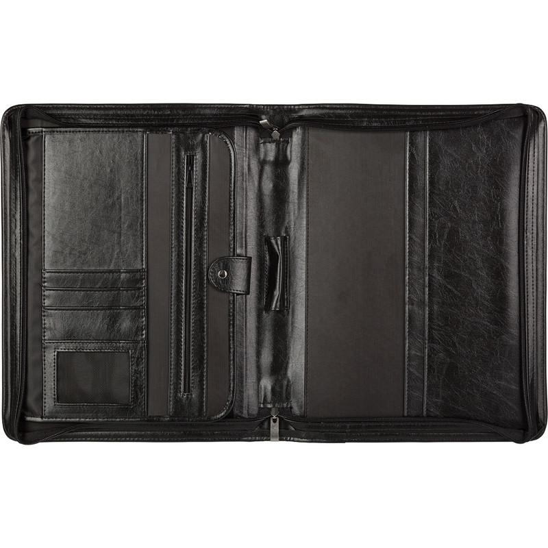 Папка деловая Алекс из искусственной кожи № 161 с ручкой черного цвета