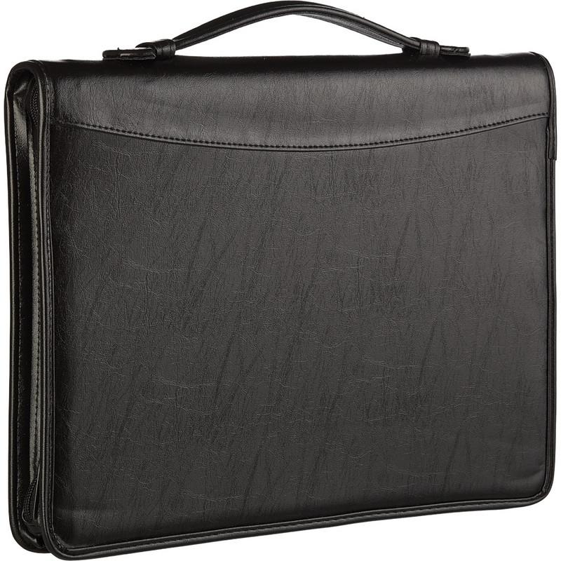 Папка деловая Алекс из искусственной кожи № 161 с ручкой черного цвета