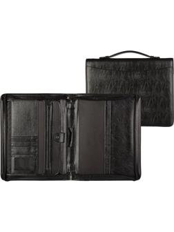 Папка деловая Алекс из искусственной кожи № 161 с ручкой черного цвета