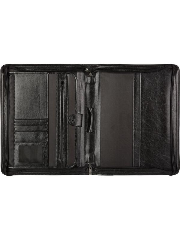 Папка деловая Алекс из искусственной кожи № 161 с ручкой черного цвета