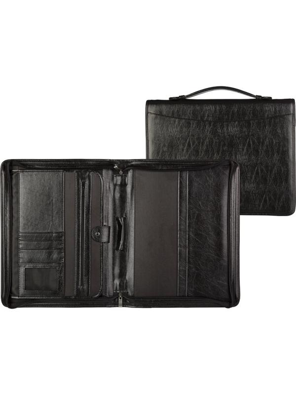 Папка деловая Алекс из искусственной кожи № 161 с ручкой черного цвета