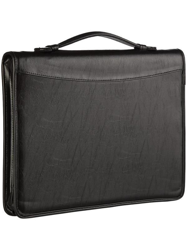 Папка деловая Алекс из искусственной кожи № 161 с ручкой черного цвета