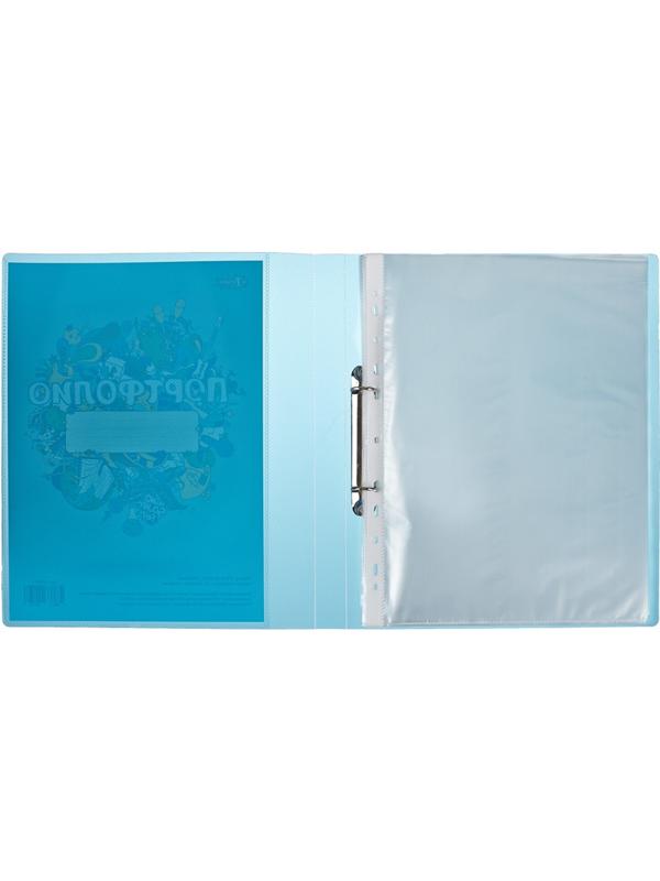 Папка Портфолио ученика на 2 ух кольцах, с 20 файлами , голуб