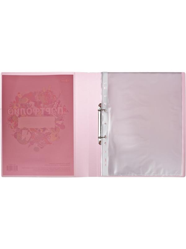 Папка Портфолио ученика на 2 ух кольцах, с 20 файлами,роз