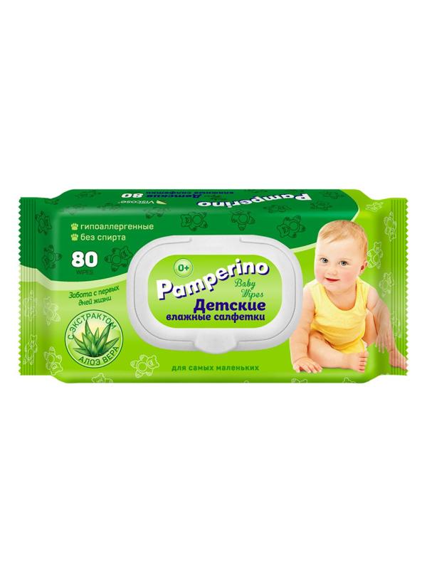 Салфетки влажные PAMPERINO ДЕТСКИЕ 80шт в упаковке с клапаном