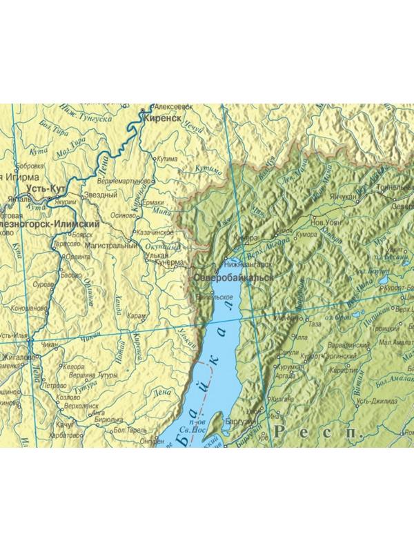 Настенная карта РФ политико-административная 1:5,5млн.,1,6х1,0м.,наотвесах