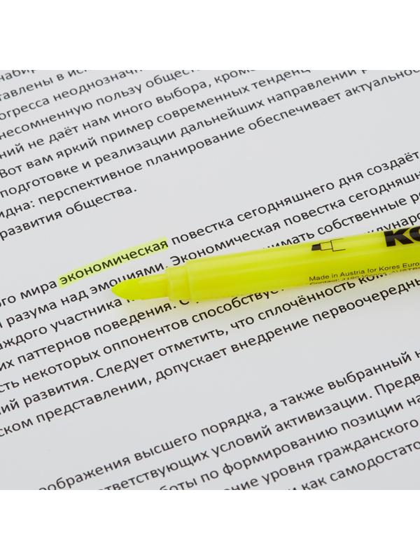 Маркер текстовыделитель Kores 0,5-3,5 мм скош.након.желт.36201