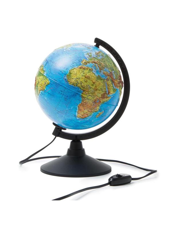 Глобус физико-политический с подсветкой рельефный,210мм