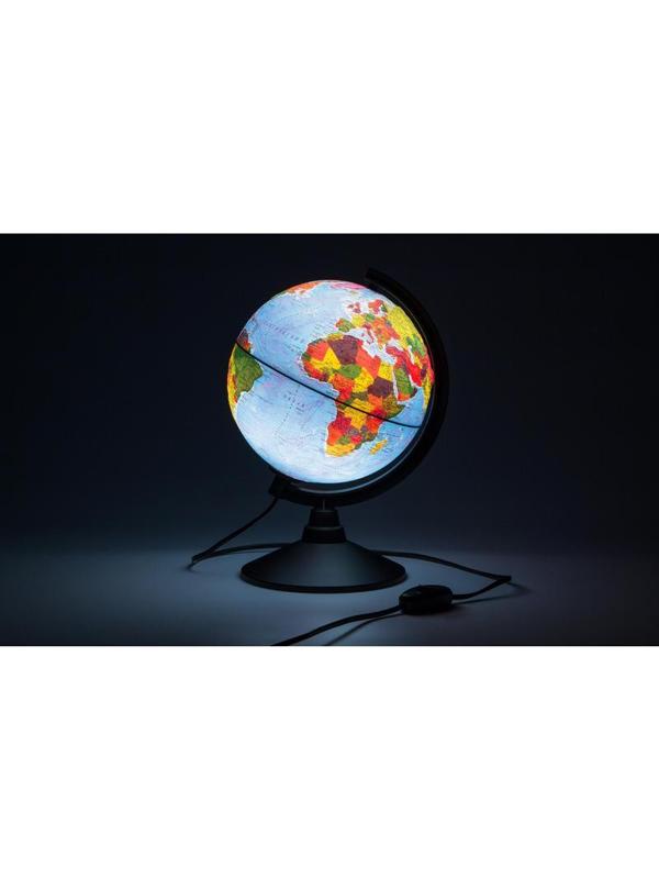 Глобус физико-политический с подсветкой рельефный,210мм