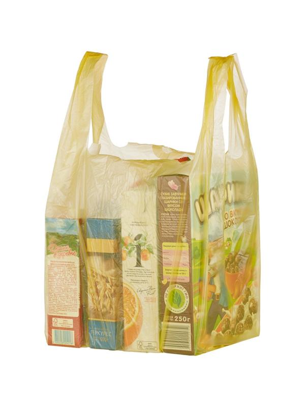 Пакет-майка Пакет-майка, ПНД, 30+14x57см, желтый,18 мкм, 100 шт./уп.