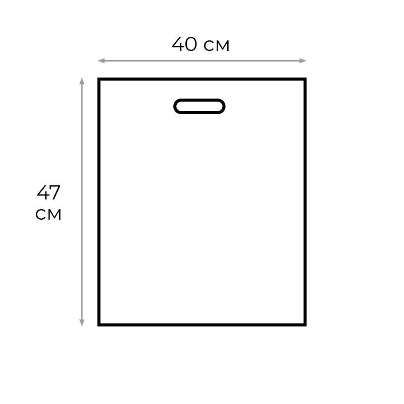 Пакет с вырубной ручкой,ПВД,40х47см,55мкм,50 шт/уп