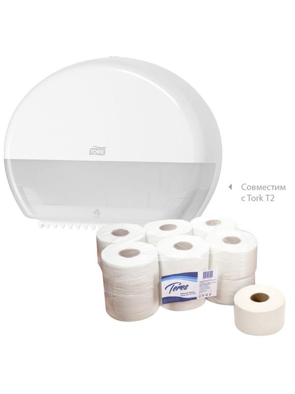 Бумага туалетная д/дисп Терес Эконом мини 1сл бел 200м 12рул/уп T-0024