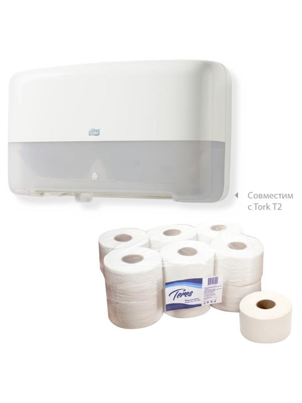 Бумага туалетная д/дисп Терес Эконом мини 1сл бел 200м 12рул/уп T-0024