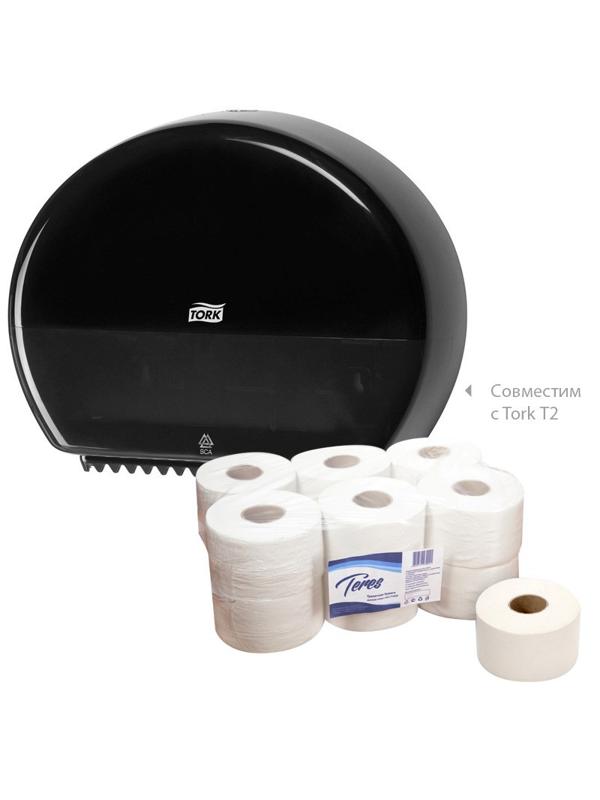 Бумага туалетная д/дисп Терес Эконом мини 1сл бел 200м 12рул/уп T-0024