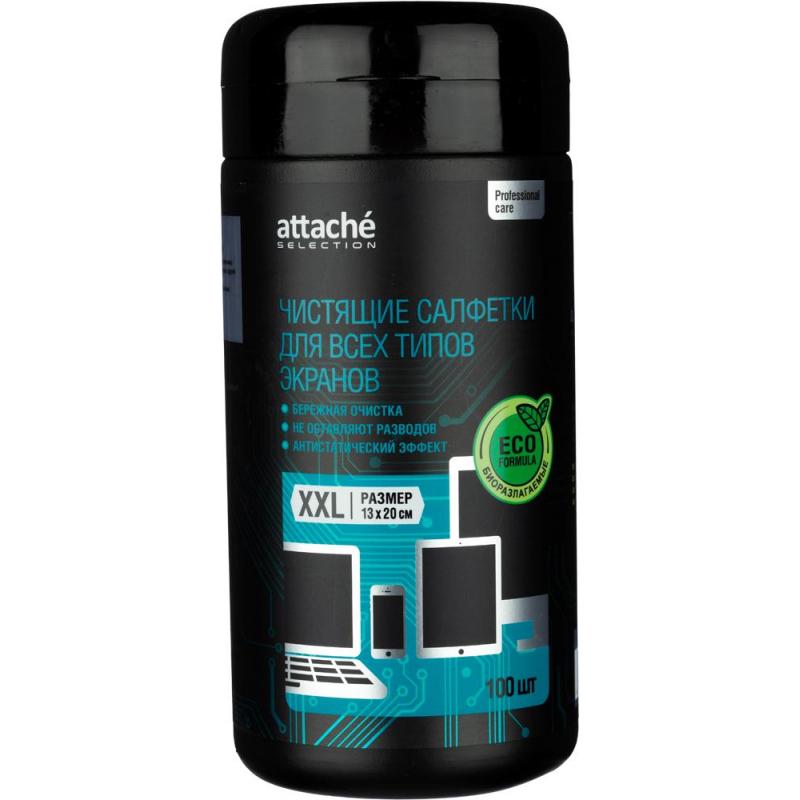 Салфетки Attache Selection Professional д/экранов, туба, 100 шт, XXL, 13х20