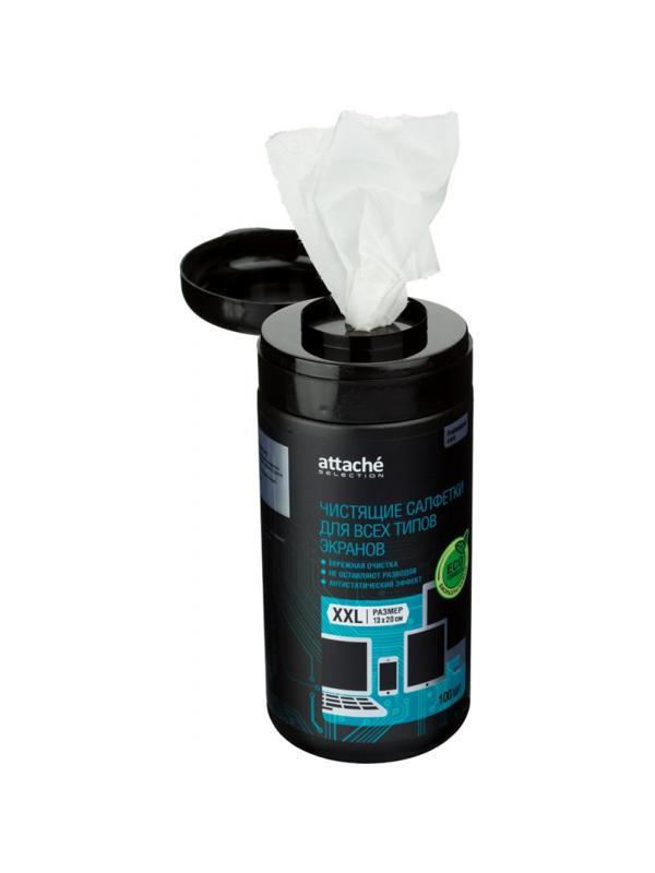 Салфетки Attache Selection Professional д/экранов, туба, 100 шт, XXL, 13х20