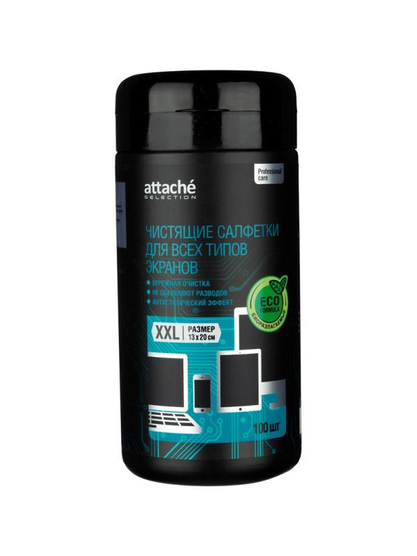 Салфетки Attache Selection Professional д/экранов, туба, 100 шт, XXL, 13х20