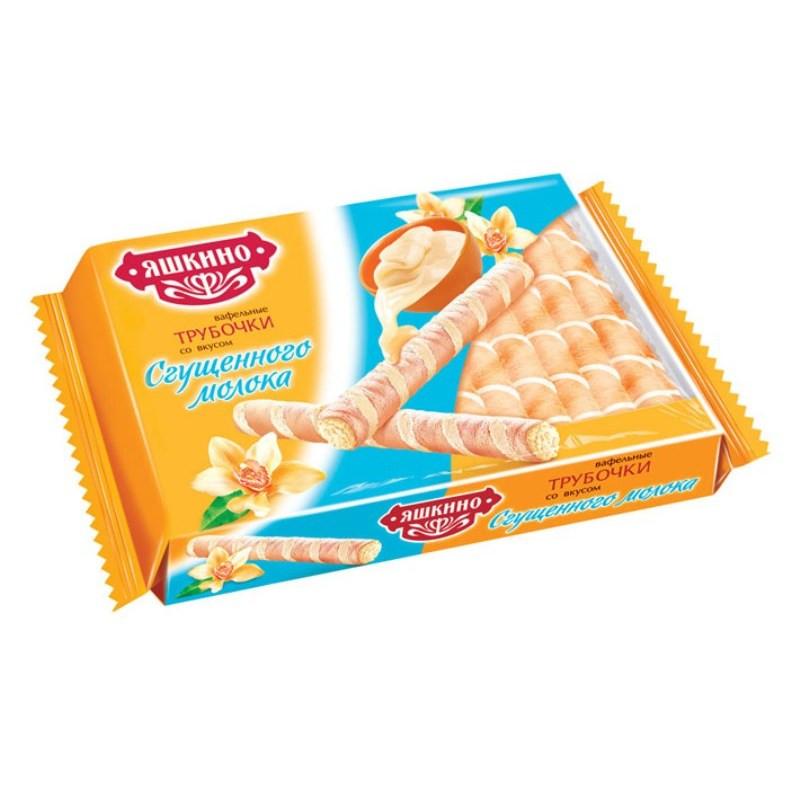 Вафли трубочки Яшкино Со вкусом сгущеного молока 190г КВ329